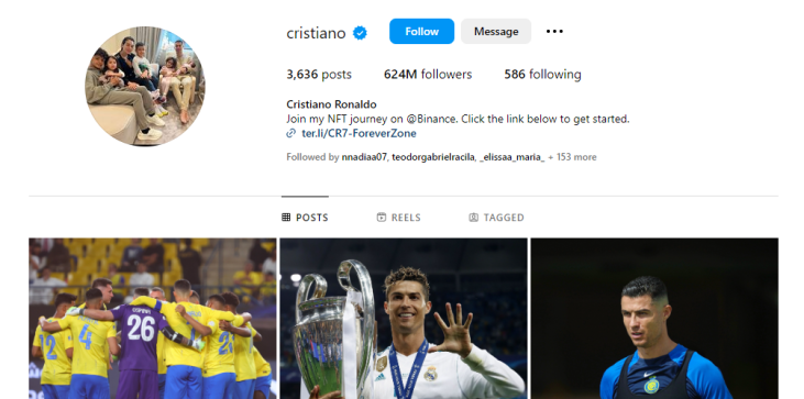 Cristiano Ronaldo „Instagram“.